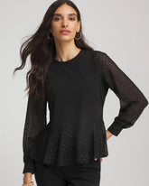 Chico's Clothing Clip-Dot Peplum Top