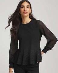 Chico's Clothing Clip-Dot Peplum Top