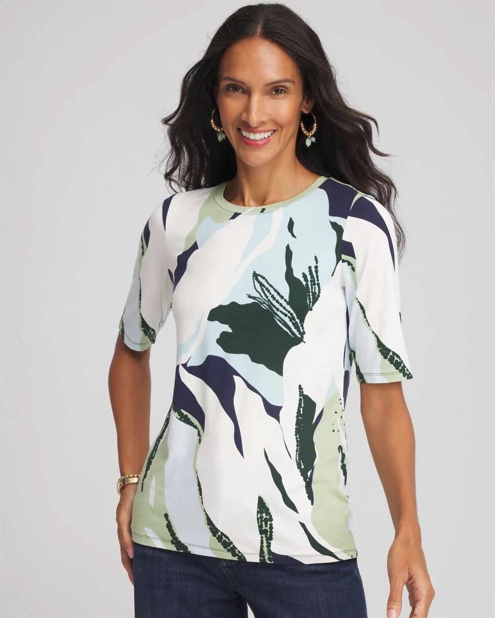 Chico's Clothing Touch of Cool™ Elbow-Sleeve Perfect Tee