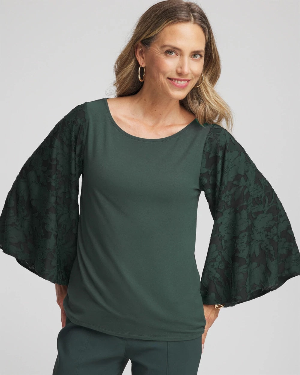 Chico's Clothing Touch of Cool™ Burnout Angel-Sleeved Top
