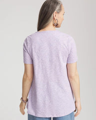 Chico's Clothing Polka-Dot Short Sleeve Forward Seam Tee