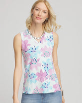 Chico's Clothing Floral Sleeveless V-Neck Tank
