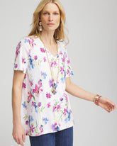 Chico's Clothing Wildflower Slub V-Neck Tee