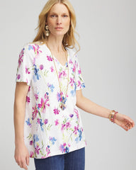 Chico's Clothing Wildflower Slub V-Neck Tee