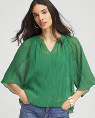 Chico's Clothing Textured Pleated Chiffon Blouse