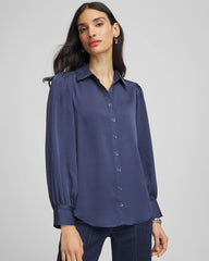 Chico's Clothing Puff Sleeve Satin Blouse