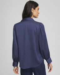 Chico's Clothing Puff Sleeve Satin Blouse