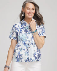 Chico's Clothing Butterfly Voile Short Sleeve Shirt