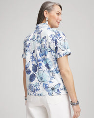 Chico's Clothing Butterfly Voile Short Sleeve Shirt