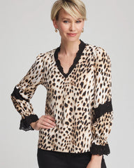 Chico's Clothing Animal Print Long-Sleeved Top