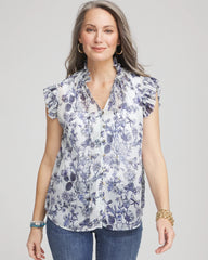 Chico's Clothing Butterfly Ruffle Collar Blouse