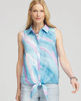 Chico's Clothing No Iron™ Linen Tie-Front Sleeveless Shirt