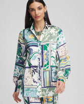 Chico's Clothing Faux Silk Coastal Collared Shirt