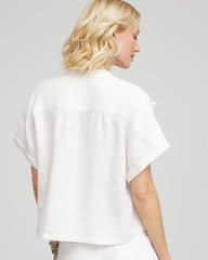 Chico's Clothing Embroidered Dolman Sleeved Linen Blouse