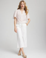 Chico's Clothing Striped Linen Popover Shirt