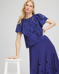 Chico's Clothing Lace Detail Flutter Sleeve Top