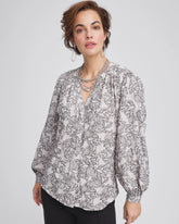 Chico's Clothing Crepe Embroidered Blouse