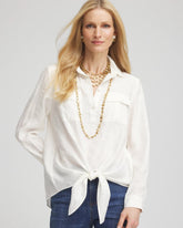 Chico's Clothing Textured Tie-Front Pullover Top