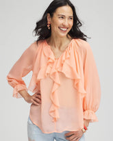Chico's Clothing Georgette Sheer Ruffle Blouse
