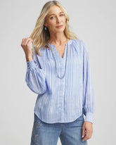 Chico's Clothing Split Neck Crinkle Blouse