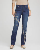 Chico's Clothing Sequins Rose Girlfriend Slim-Leg Jeans