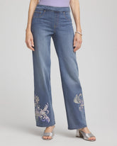 Chico's Clothing Embroidered Pull-On Wide-Leg Jeans