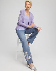 Chico's Clothing Embroidered Pull-On Wide-Leg Jeans