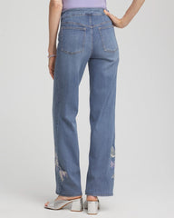 Chico's Clothing Embroidered Pull-On Wide-Leg Jeans