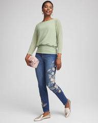 Chico's Clothing Appliqué Girlfriend Slim Ankle Jeans