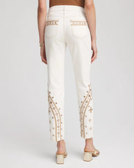 Chico's Clothing Embellished Girlfriend Slim Ankle Jeans