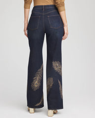 Chico's Clothing Embellished High-Rise Wide-Leg Jeans