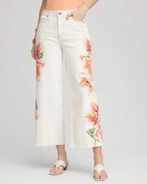 Chico's Clothing Floral High-Rise Wide-Leg Cropped Jeans