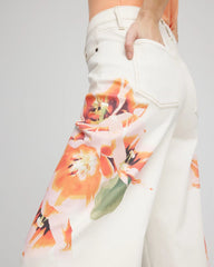 Chico's Clothing Floral High-Rise Wide-Leg Cropped Jeans