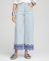 Chico's Clothing Eyelet High-Rise Wide Cropped Jeans