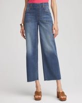 Chico's Clothing Pull-On Cropped Wide-Leg Frayed Jeans