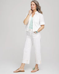 Chico's Clothing Pintuck High-Cuff Cropped Jeans