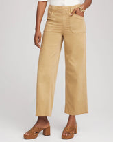 Chico's Clothing Neutral Pull-On Cropped Wide-Leg Frayed Jeans