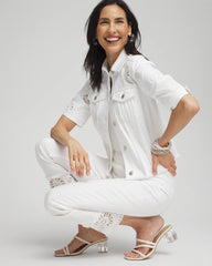 Chico's Clothing No Stain Embellished Pull-on Cropped Jeans