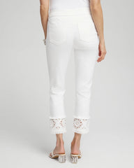 Chico's Clothing No Stain Embellished Pull-on Cropped Jeans