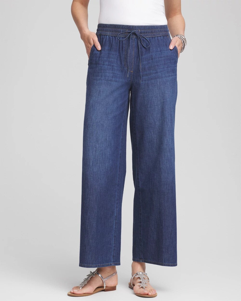Chico's Clothing Lightweight Drawstring Ankle Jeans