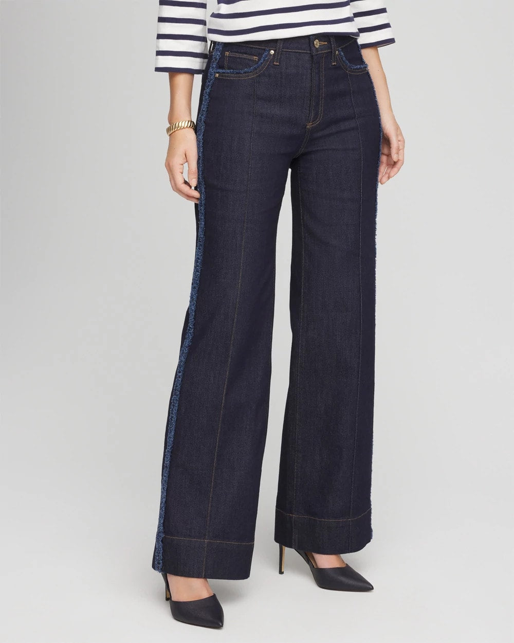 Chico's Clothing Petite Frayed High-Rise Wide-Leg Jeans