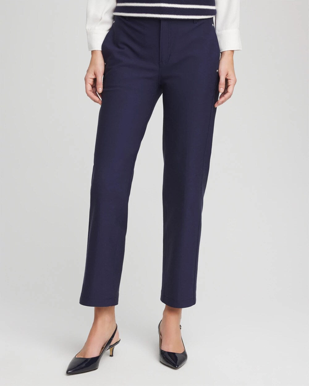 Chico's Clothing Cotton Straight Ankle Trousers