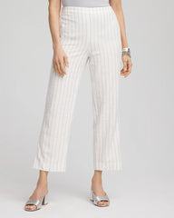 Chico's Clothing Metallic Striped Straight Cropped Pants