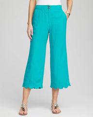 Chico's Clothing Linen Scallop Hem Crop Pants