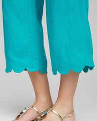 Chico's Clothing Linen Scallop Hem Crop Pants