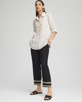 Chico's Clothing Linen Elastic Waist Cropped Pants