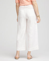 Chico's Clothing Linen Cargo Wide-Leg Cropped Pants