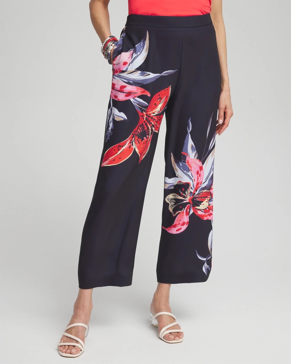 Chico's Clothing Floral Print Soft Cropped Pants