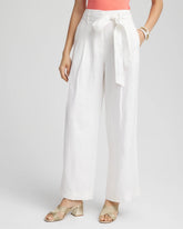 Chico's Clothing Belted Pleated Wide-Leg Linen Pants