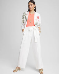 Chico's Clothing Belted Pleated Wide-Leg Linen Pants